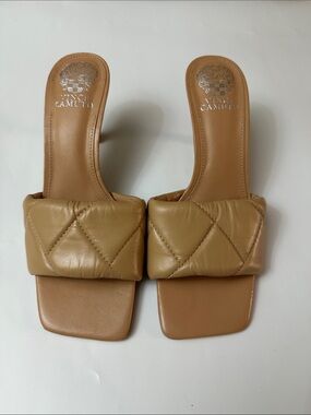 Vince Camuto Quilted Tan Slide Mules